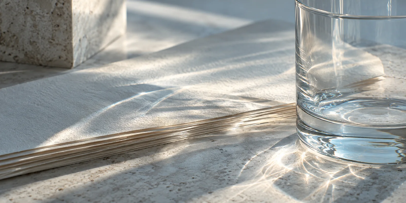 Illustrative still life of light passing through glass